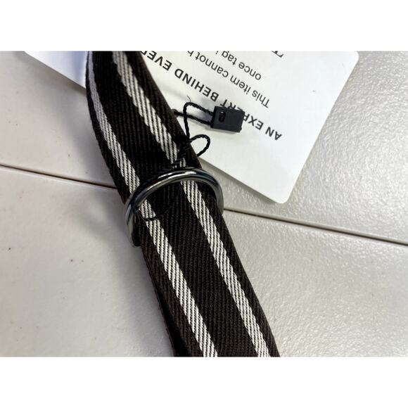 MAXMARA Skinny Leather Trim Clasp Striped Belt M main image 5